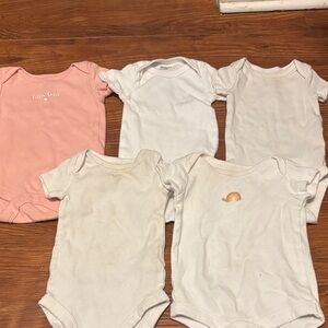 Baby Girls' Pink & White One-Piece Bodysuit Set